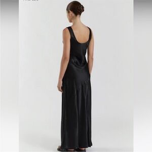 NWT LEA BLACK SATIN MAXI DRESS